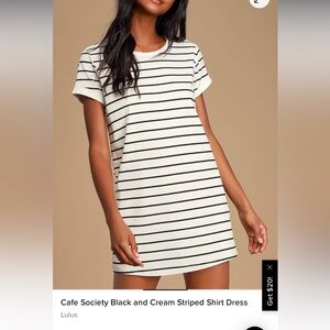 Lulu's Black and Cream Striped Shirt Dress